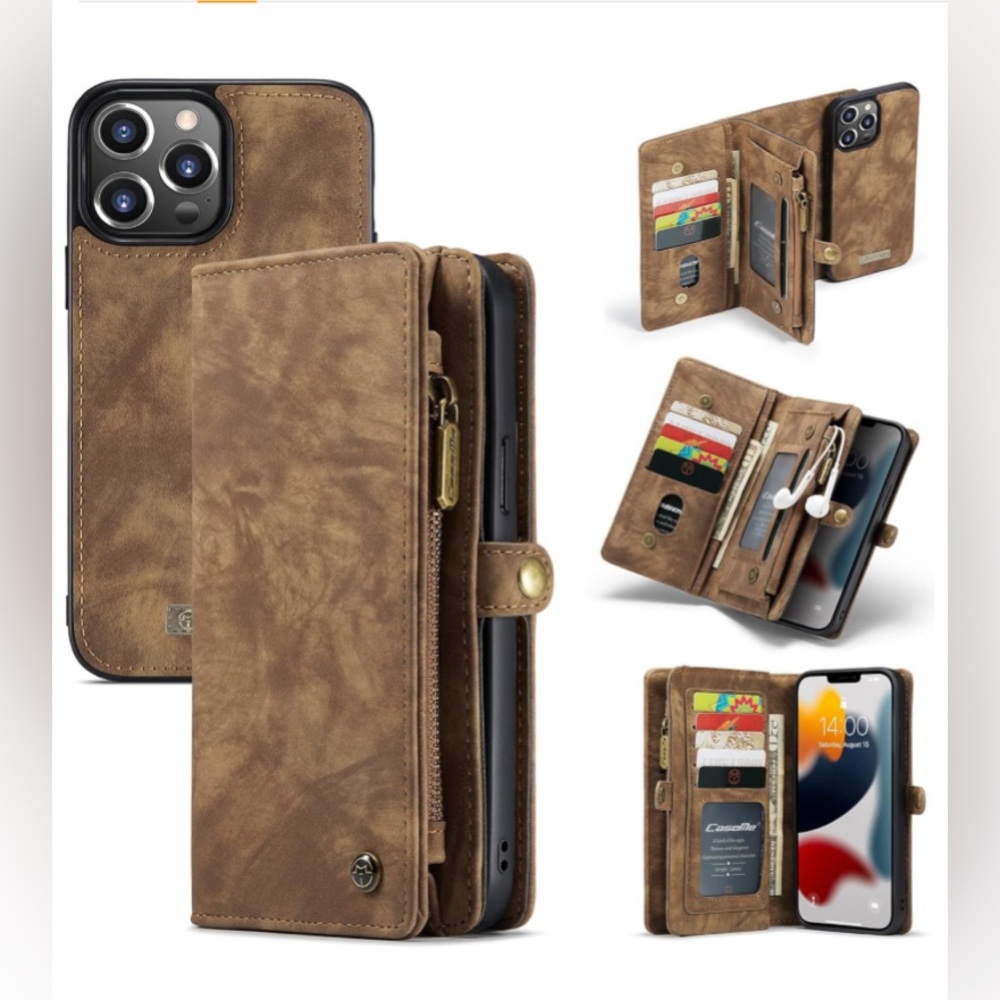 Caseme Leather 2-in-1 Flip Wallet Phone Case w/ Detachable Back Magnetic Closure